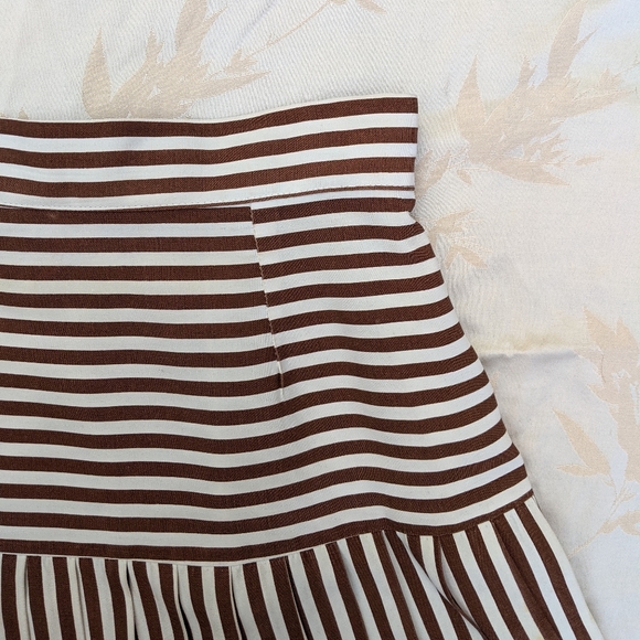 VTG Brown Striped Pleated Skirt - Picture 4 of 11